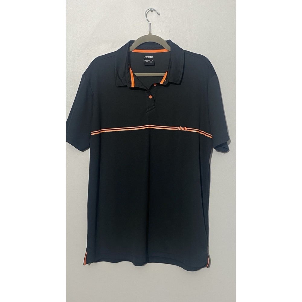 Dude Disk Golf Polo Shirt Men's‎ XL Black Performance Lightweight Breathable